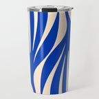 Maldives Abstract Botanical Pattern in Bright Blue and Cream Travel Mug Gallery Image 1