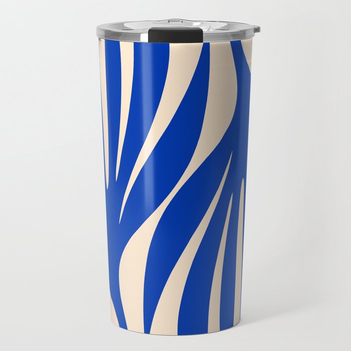 Maldives Abstract Botanical Pattern in Bright Blue and Cream Travel Mug Gallery Image 1