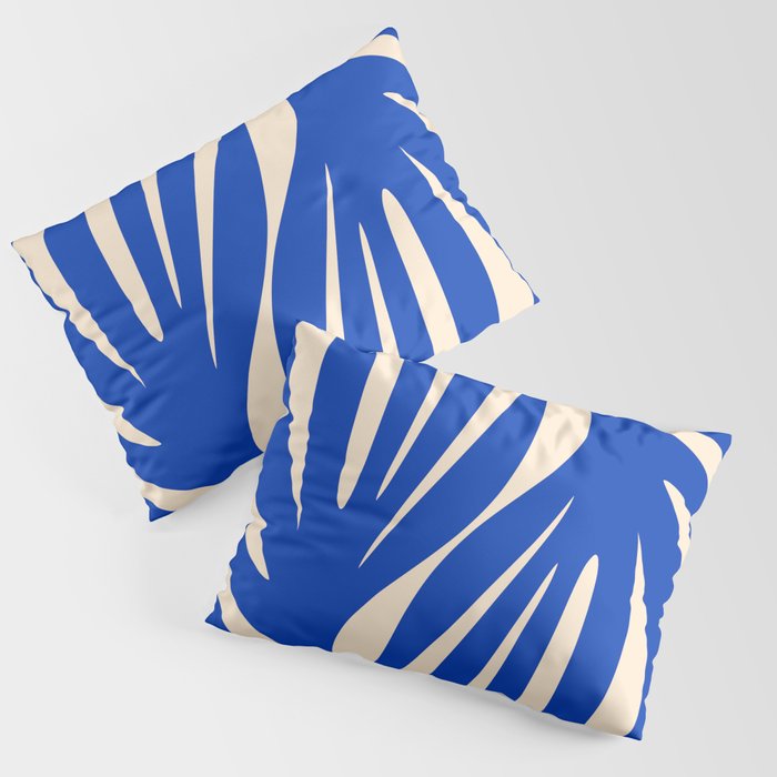 Maldives Abstract Botanical Pattern in Bright Blue and Cream Pillow Sham Gallery Image 1