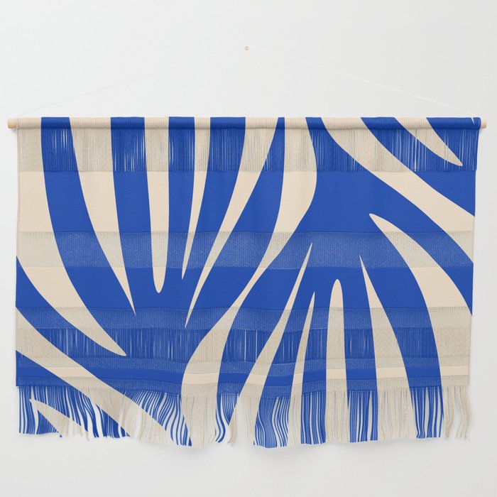 Maldives Abstract Botanical Pattern in Bright Blue and Cream Wall Hanging Gallery Image 1