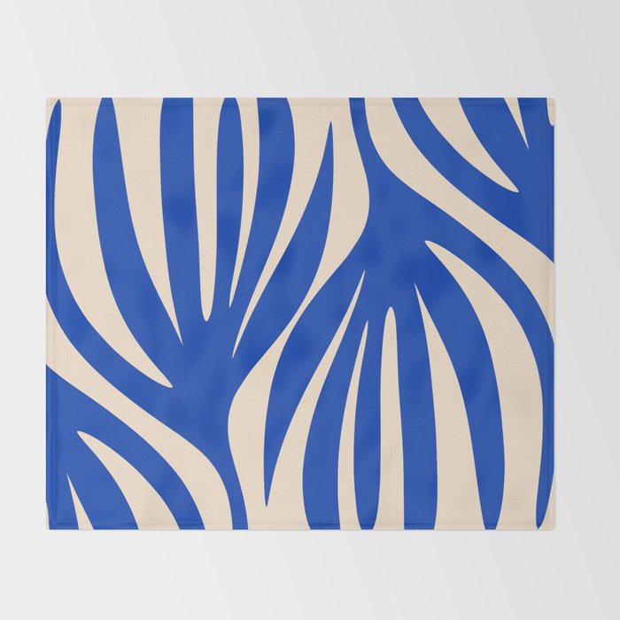 Maldives Abstract Botanical Pattern in Bright Blue and Cream Throw Blanket Gallery Image 2