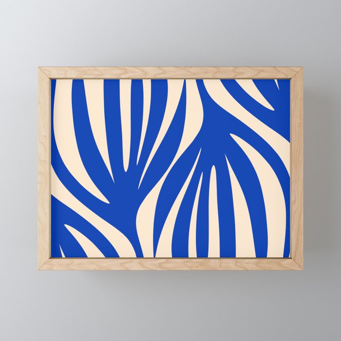 Maldives Abstract Botanical Pattern in Bright Blue and Cream Mini Art Print Gallery Image 1