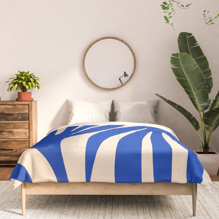 Maldives Abstract Botanical Pattern in Bright Blue and Cream Comforter Gallery Image 3