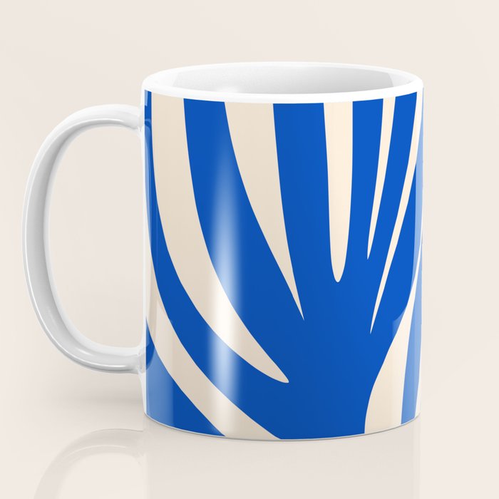 Maldives Abstract Botanical Pattern in Bright Blue and Cream Coffee Mug Gallery Image 3
