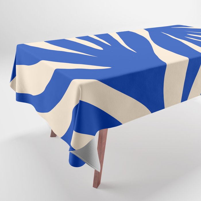 Maldives Abstract Botanical Pattern in Bright Blue and Cream Tablecloth Gallery Image 1
