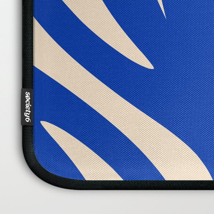 Maldives Abstract Botanical Pattern in Bright Blue and Cream Laptop Sleeve Gallery Image 3