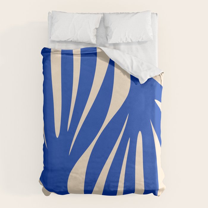 Maldives Abstract Botanical Pattern in Bright Blue and Cream Duvet Cover Gallery Image 6