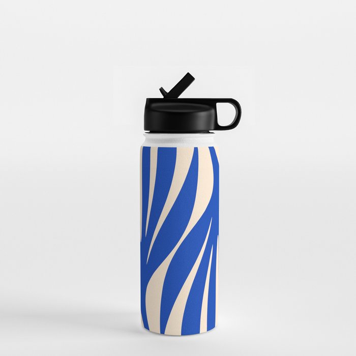 Maldives Abstract Botanical Pattern in Bright Blue and Cream Water Bottle Gallery Image 1