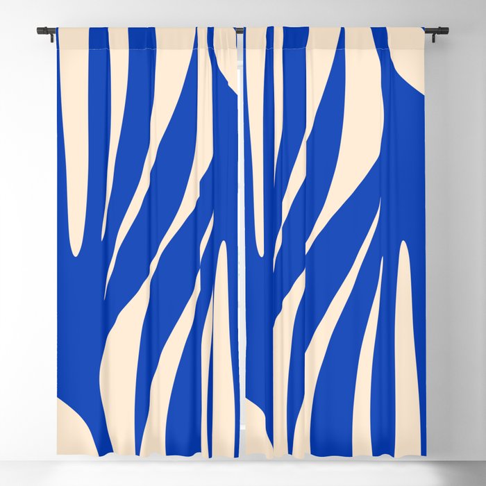 Maldives Abstract Botanical Pattern in Bright Blue and Cream Window Curtain Gallery Image 1