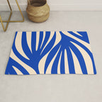 Maldives Abstract Botanical Pattern in Bright Blue and Cream Rug Gallery Image 1
