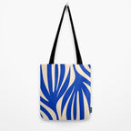 Maldives Abstract Botanical Pattern in Bright Blue and Cream Tote Bag Gallery Image 2