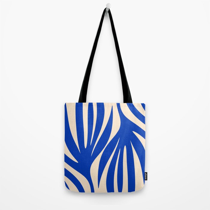Maldives Abstract Botanical Pattern in Bright Blue and Cream Tote Bag Gallery Image 2