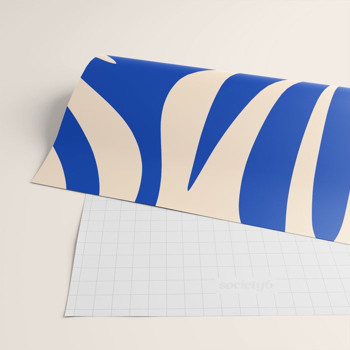 Maldives Abstract Botanical Pattern in Bright Blue and Cream Wrapping Paper Gallery Image 2
