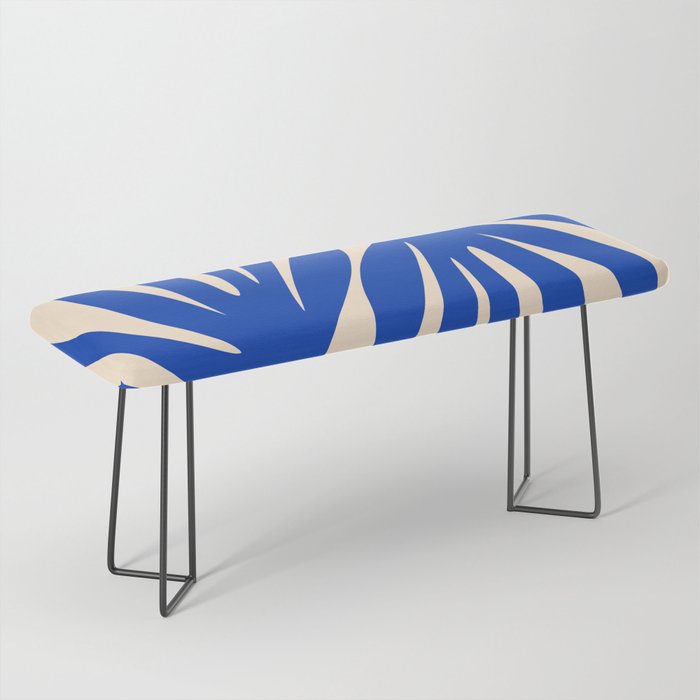 Maldives Abstract Botanical Pattern in Bright Blue and Cream Bench Gallery Image 1