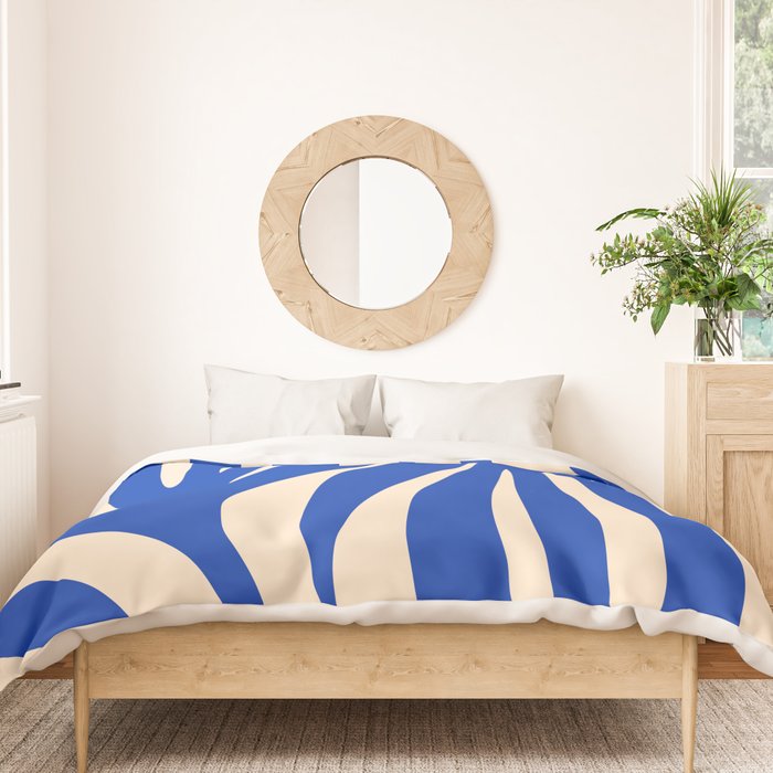 Maldives Abstract Botanical Pattern in Bright Blue and Cream Duvet Cover Gallery Image 3