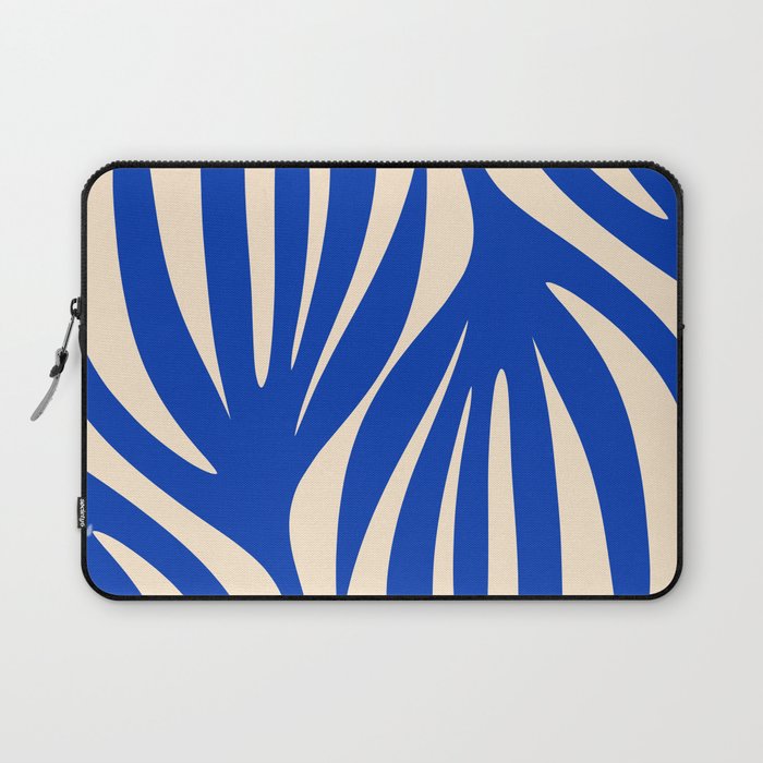Maldives Abstract Botanical Pattern in Bright Blue and Cream Laptop Sleeve Gallery Image 1