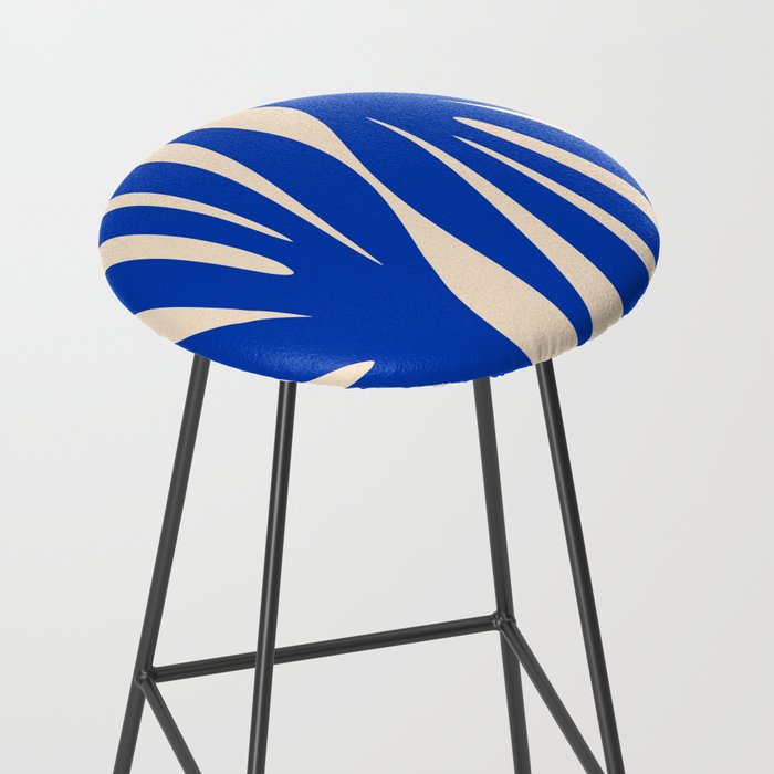 Maldives Abstract Botanical Pattern in Bright Blue and Cream Stool Gallery Image 2