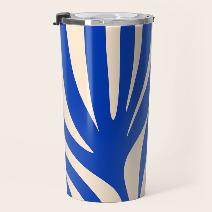 Maldives Abstract Botanical Pattern in Bright Blue and Cream Travel Mug Gallery Image 3