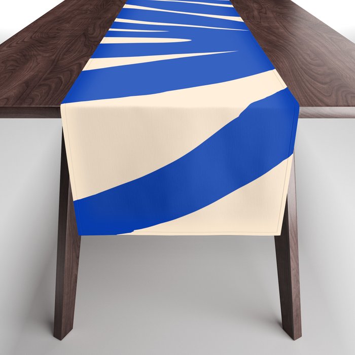 Maldives Abstract Botanical Pattern in Bright Blue and Cream Table Runner Gallery Image 1