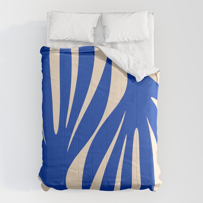 Maldives Abstract Botanical Pattern in Bright Blue and Cream Comforter Gallery Image 1