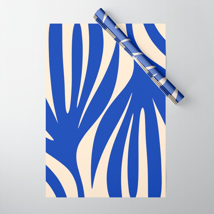 Maldives Abstract Botanical Pattern in Bright Blue and Cream Wrapping Paper Gallery Image 1