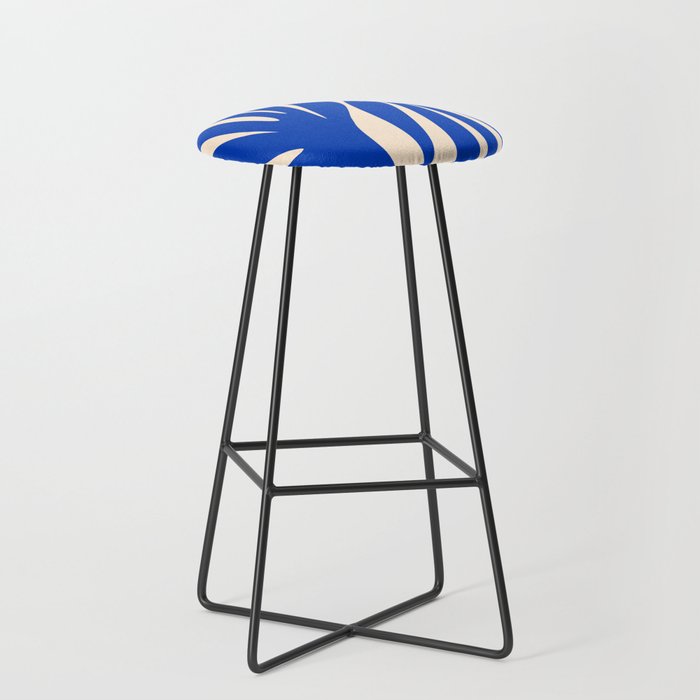Maldives Abstract Botanical Pattern in Bright Blue and Cream Stool Gallery Image 1