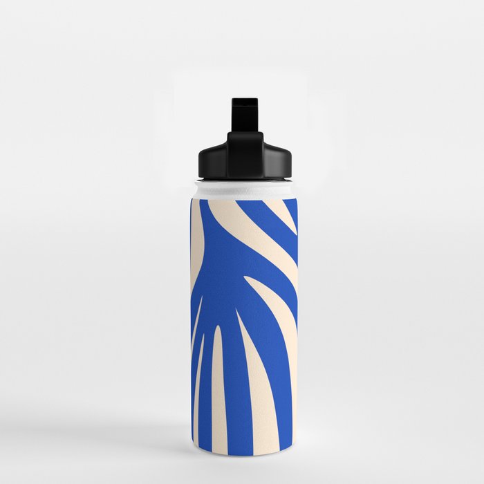 Maldives Abstract Botanical Pattern in Bright Blue and Cream Water Bottle Gallery Image 2