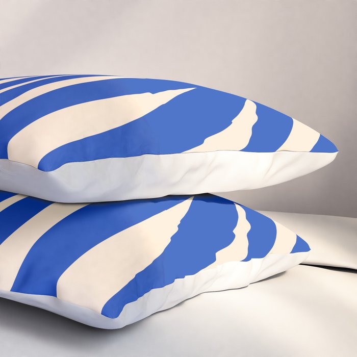 Maldives Abstract Botanical Pattern in Bright Blue and Cream Pillow Sham Gallery Image 3