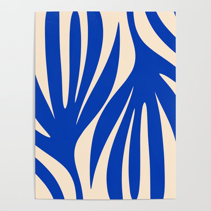 Maldives Abstract Botanical Pattern in Bright Blue and Cream Poster Gallery Image 4