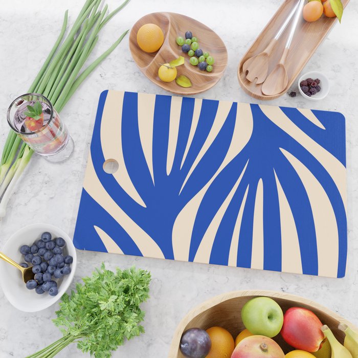 Maldives Abstract Botanical Pattern in Bright Blue and Cream Cutting Board Gallery Image 2