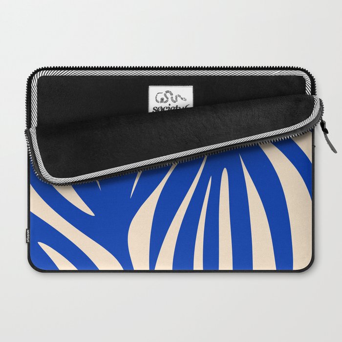 Maldives Abstract Botanical Pattern in Bright Blue and Cream Laptop Sleeve Gallery Image 2