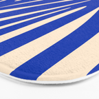 Maldives Abstract Botanical Pattern in Bright Blue and Cream Bath Mat Gallery Image 3