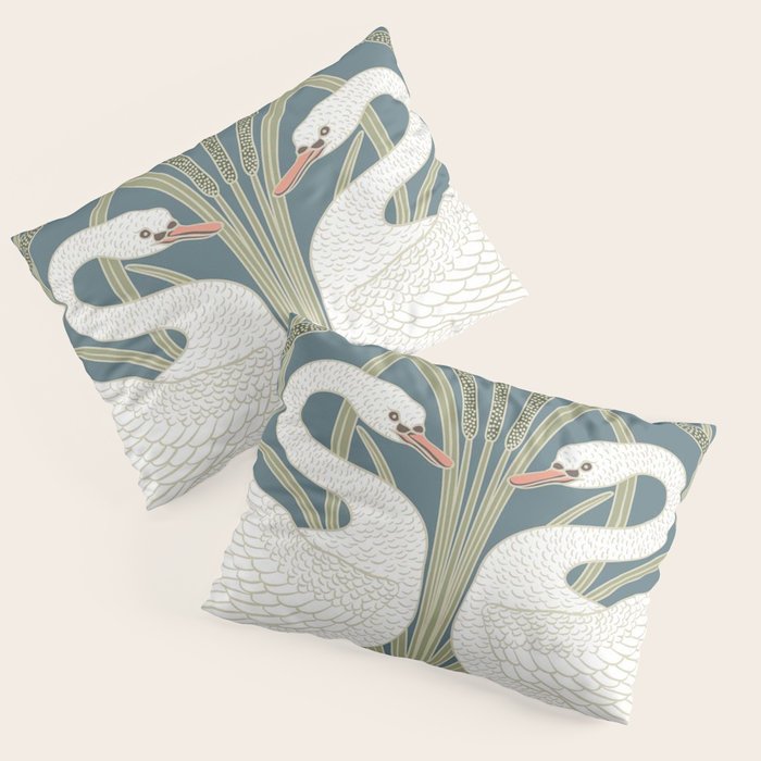 Walter Crane Swans Rush and Iris Vintage Swan Design Pillow Sham Gallery Image 1