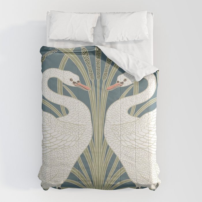 Walter Crane Swans Rush and Iris Vintage Swan Design Comforter Gallery Image 6