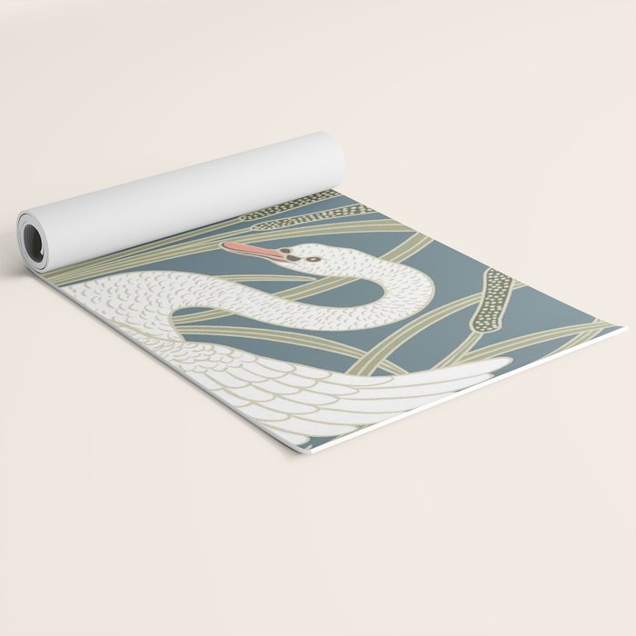 Walter Crane Swans Rush and Iris Vintage Swan Design Yoga Mat Gallery Image 2