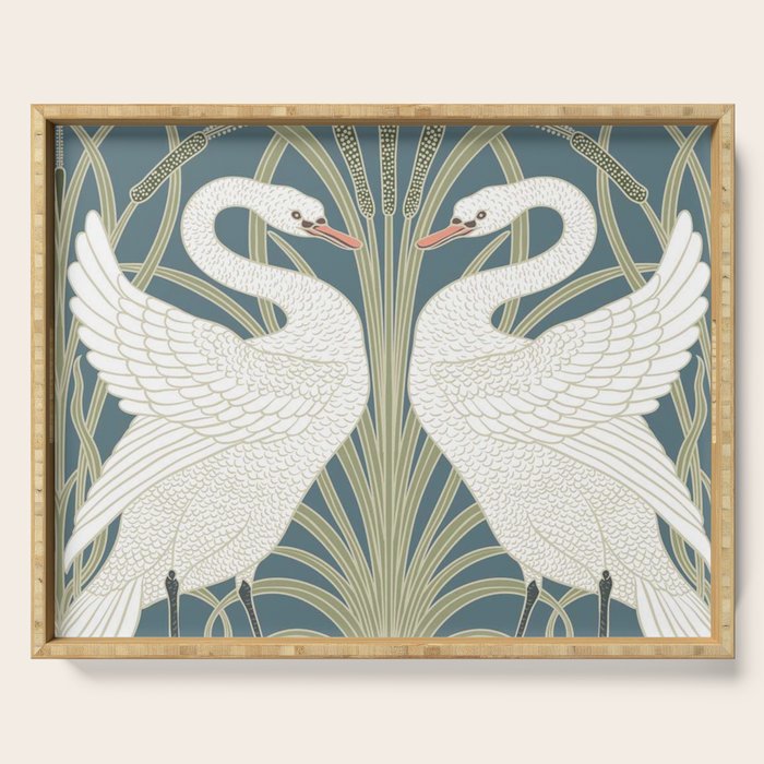 Walter Crane Swans Rush and Iris Vintage Swan Design Serving Tray Gallery Image 1