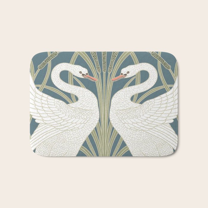 Walter Crane Swans Rush and Iris Vintage Swan Design Bath Mat Gallery Image 1