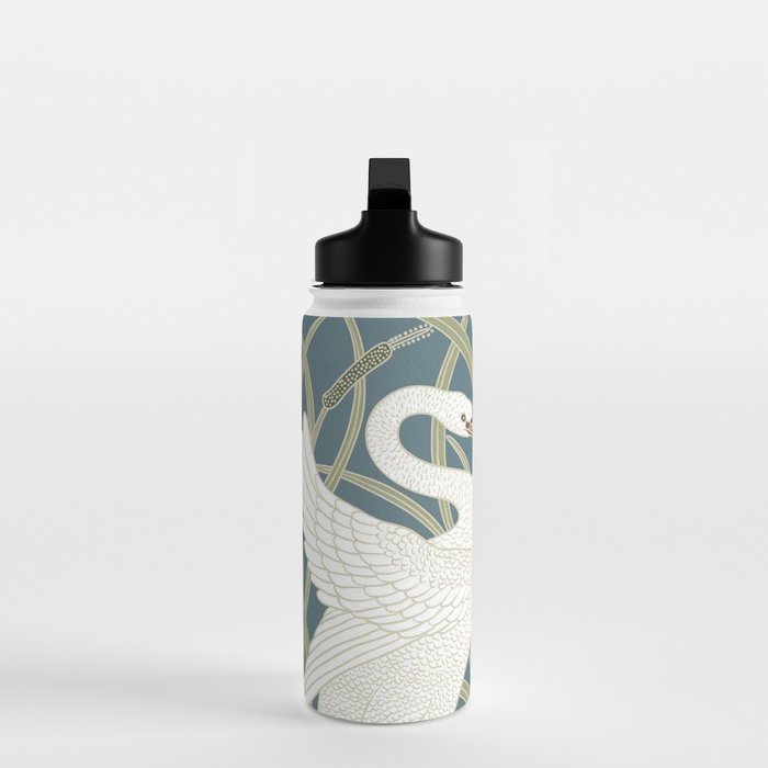Walter Crane Swans Rush and Iris Vintage Swan Design Water Bottle Gallery Image 3