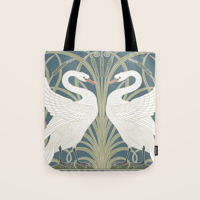 Walter Crane Swans Rush and Iris Vintage Swan Design Tote Bag Gallery Image 1