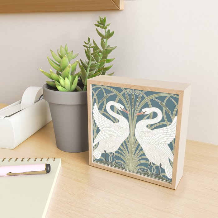 Walter Crane Swans Rush and Iris Vintage Swan Design Mini Art Print Gallery Image 2