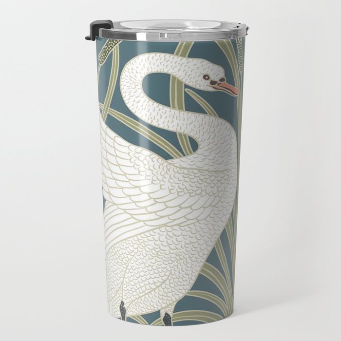 Walter Crane Swans Rush and Iris Vintage Swan Design Travel Mug Gallery Image 3