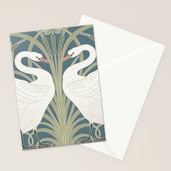 Walter Crane Swans Rush and Iris Vintage Swan Design Stationery Card Gallery Image 2