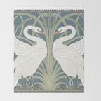 Walter Crane Swans Rush and Iris Vintage Swan Design Throw Blanket Gallery Image 2