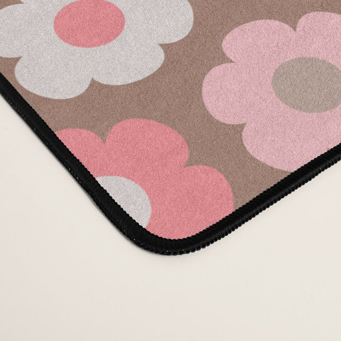 Such Cute Flowers Pink and Mocha Brown Small Pattern Desk Mat Gallery Image 4