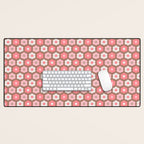 Such Cute Flowers Pink and Mocha Brown Small Pattern Desk Mat Gallery Image 1