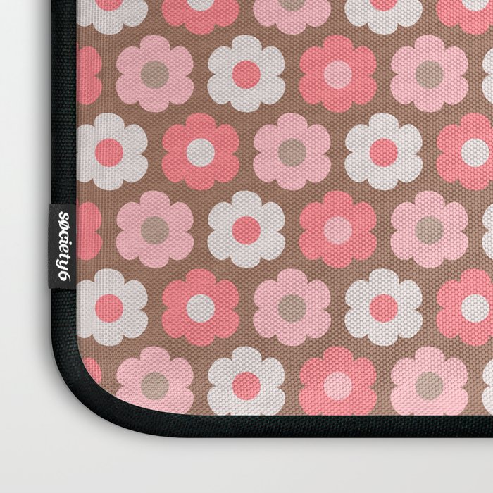 Such Cute Flowers Pink and Mocha Brown Small Pattern Laptop Sleeve Gallery Image 3