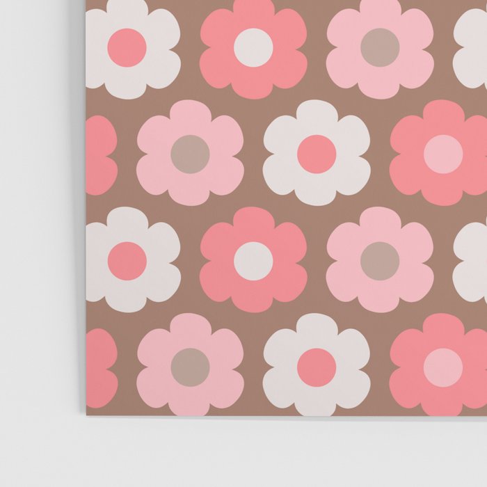 Such Cute Flowers Pink and Mocha Brown Small Pattern Poster Gallery Image 3