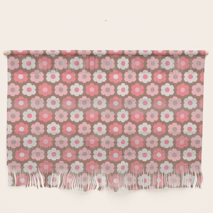 Such Cute Flowers Pink and Mocha Brown Small Pattern Wall Hanging Gallery Image 1