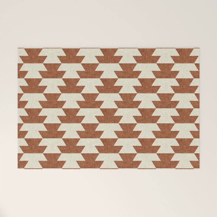 boho geometric aztec in ginger Welcome Mat Gallery Image 1
