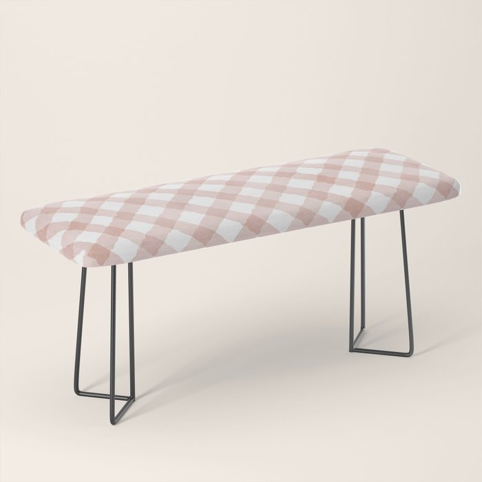 Hand Painted Pink Festive Gingham Theme Bench Gallery Image 1